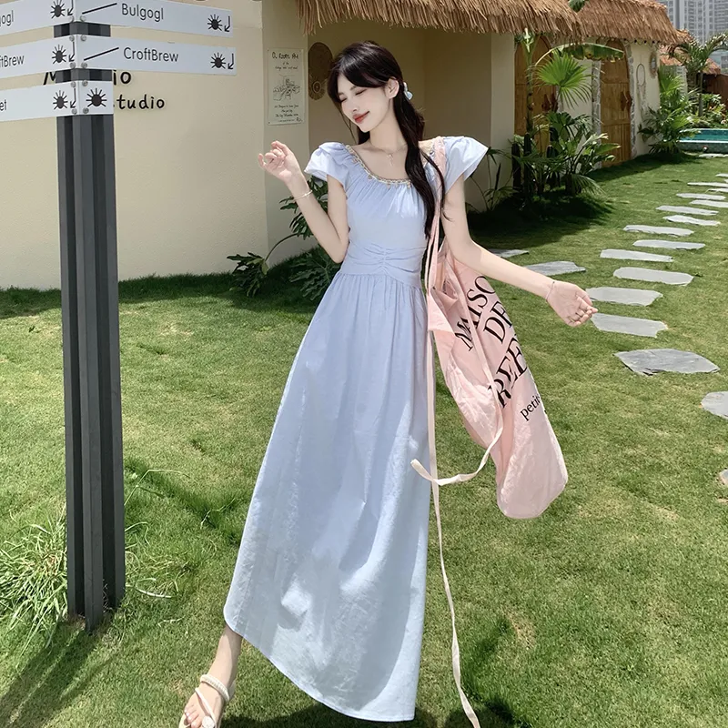 Flowers In Water Short Sleeved Dress Women's-2