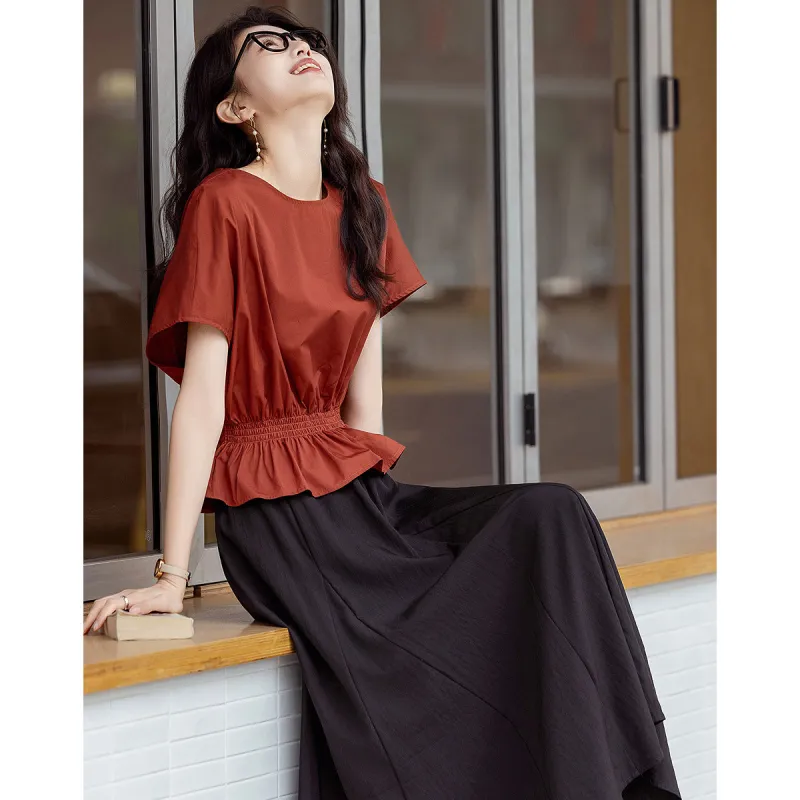 Flowers in water Shirts Women's Brick Red-1