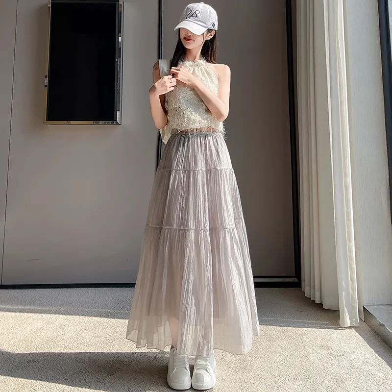 Flowers In Water Casual Long Skirt Women's-3