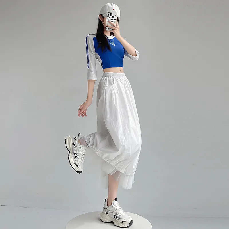Flowers In Water Casual Long Skirt Women's-3