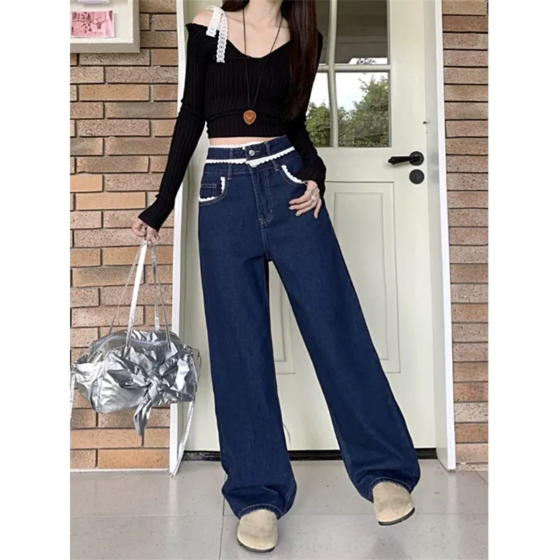 Flowers in water Jeans Women's Blue-2