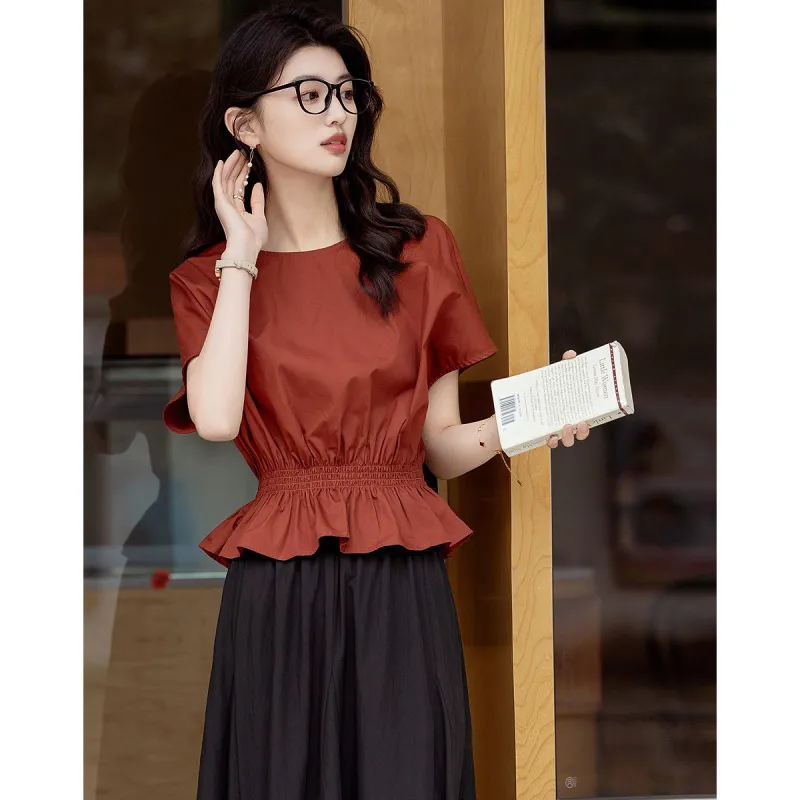 Flowers in water Shirts Women's Brick Red-3