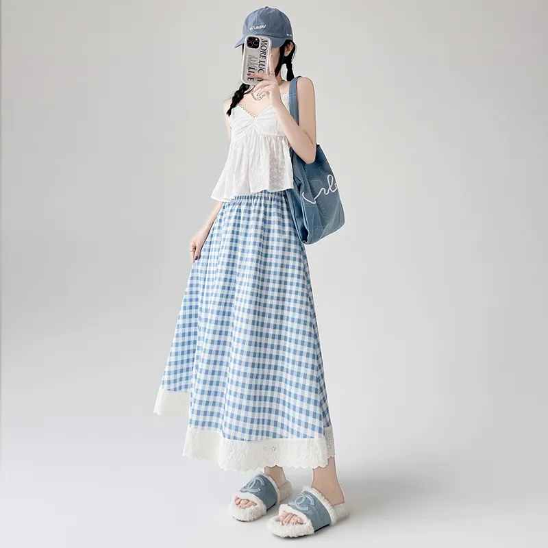 Flowers In Water Casual Long Skirt Women's-4