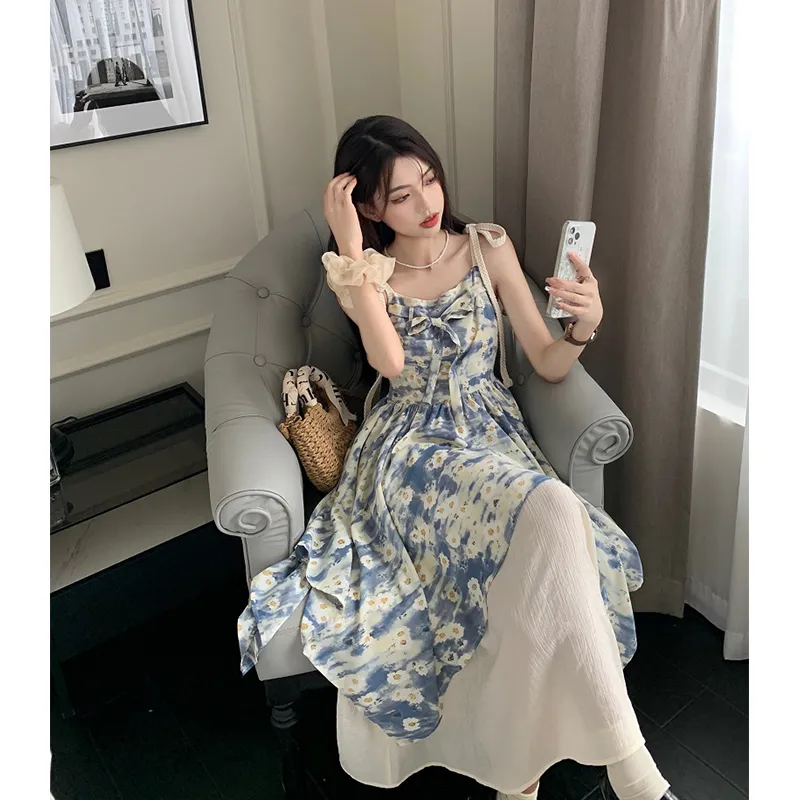 Flowers In Water Slip Dress Women's-5
