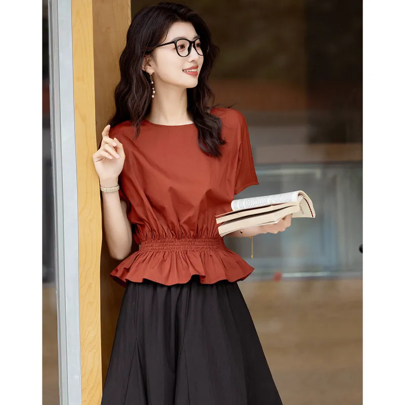Flowers in water Shirts Women's Brick Red-4