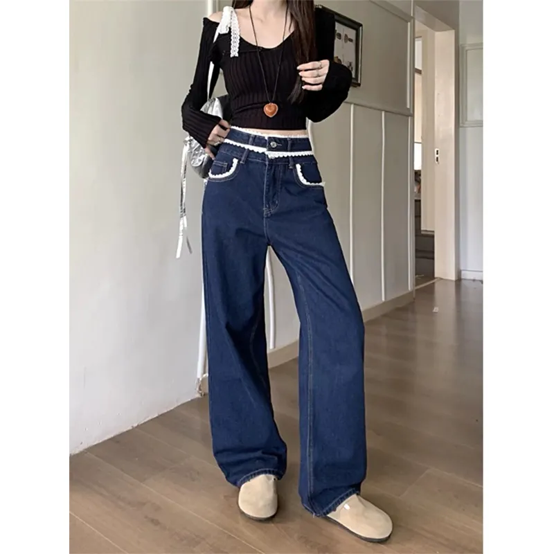Flowers in water Jeans Women's Blue-3