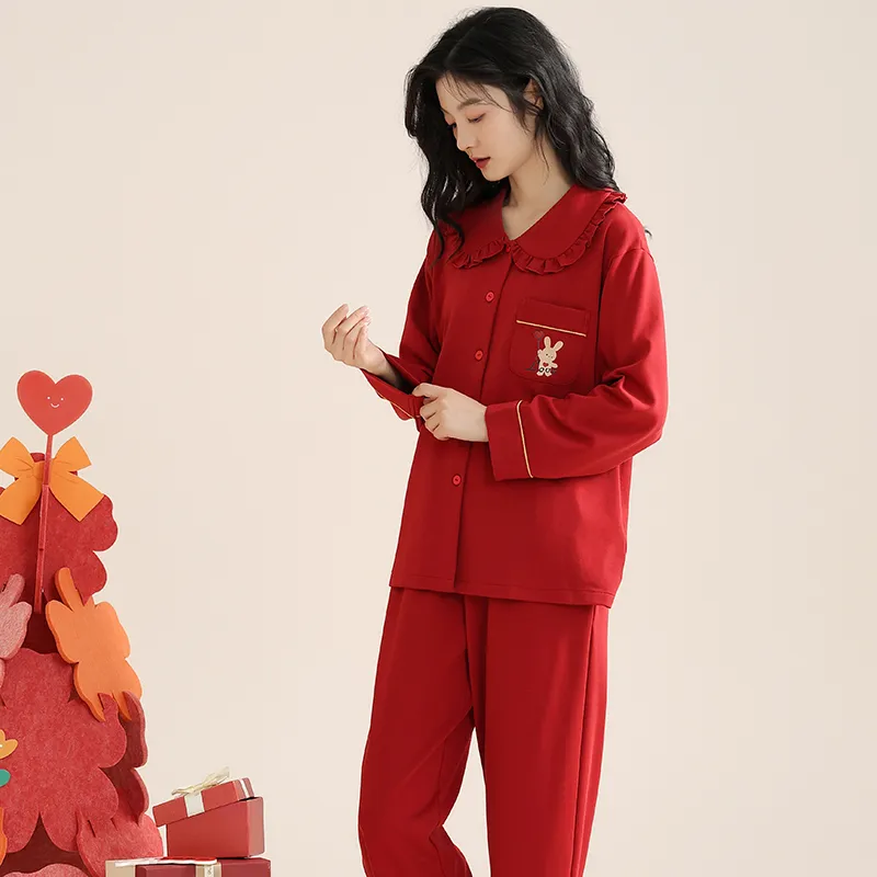 XIAFENYAN Pajama Set Women's Red-7