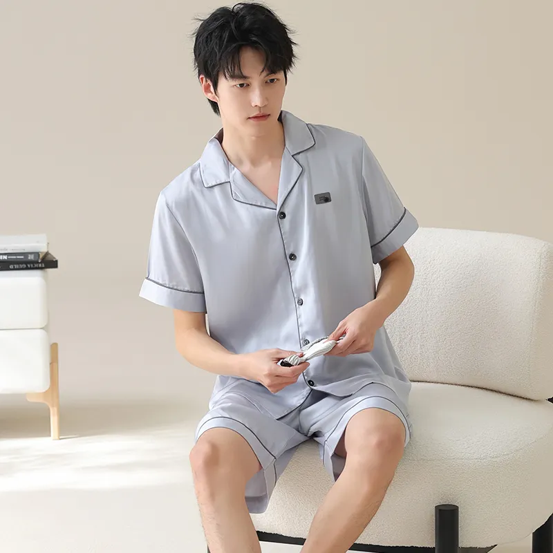 XIAFENYAN Pajama Set Men's Light Blue-5