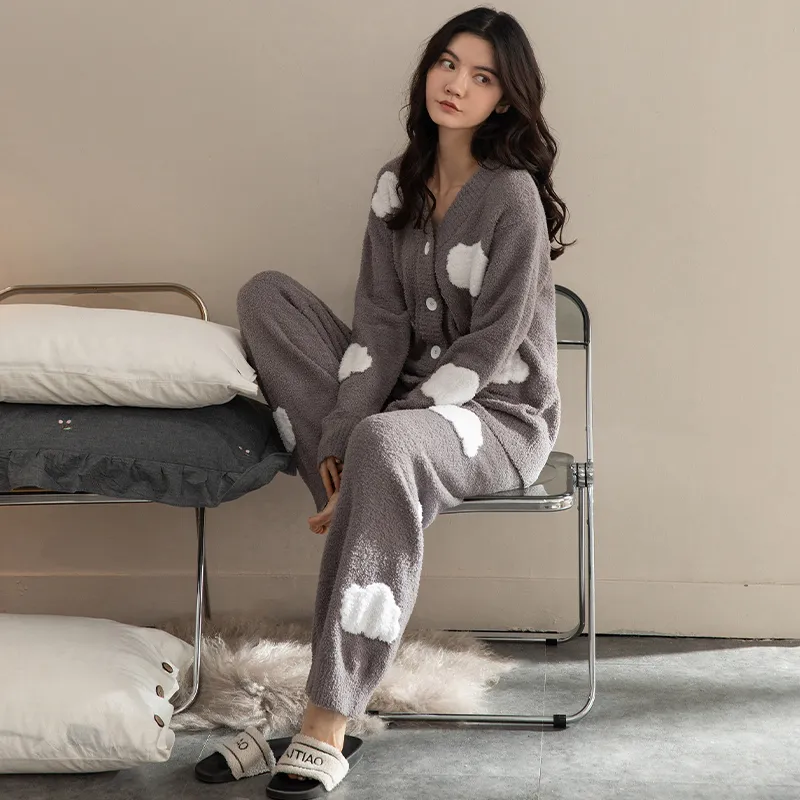 XIAFENYAN Pajama Set Women's Gray-3
