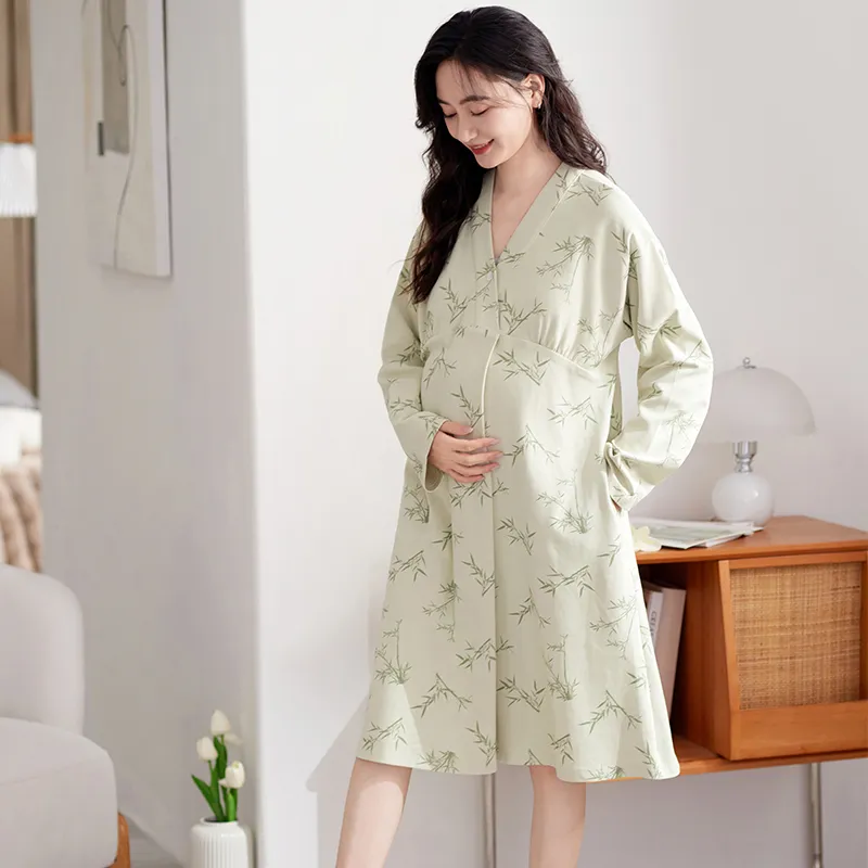 XIAFENYAN Nightgown Women's Green-6