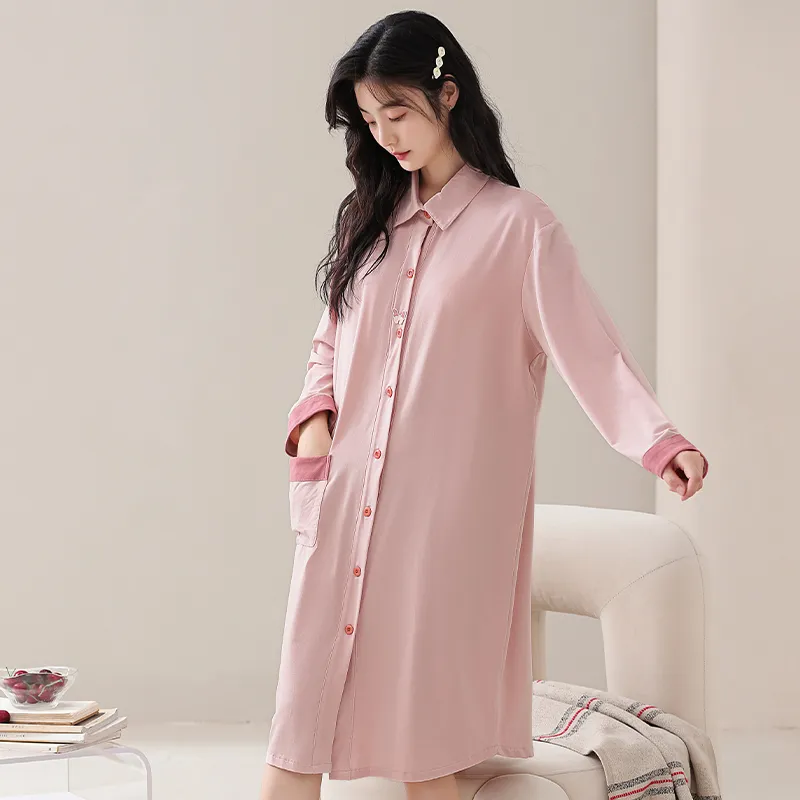 XIAFENYAN Nightgown Women's Soft Pink-6