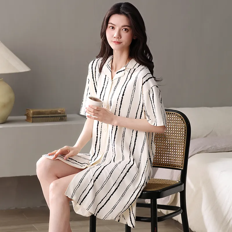 XIAFENYAN Nightgown Women's Apricot-5