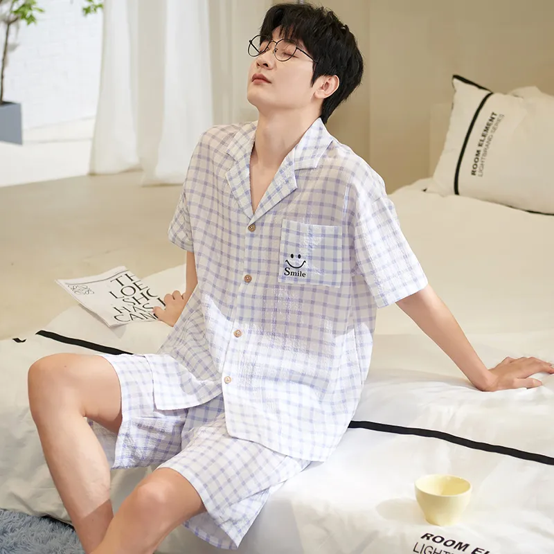 XIAFENYAN Pajama Set Men's Light Blue-4