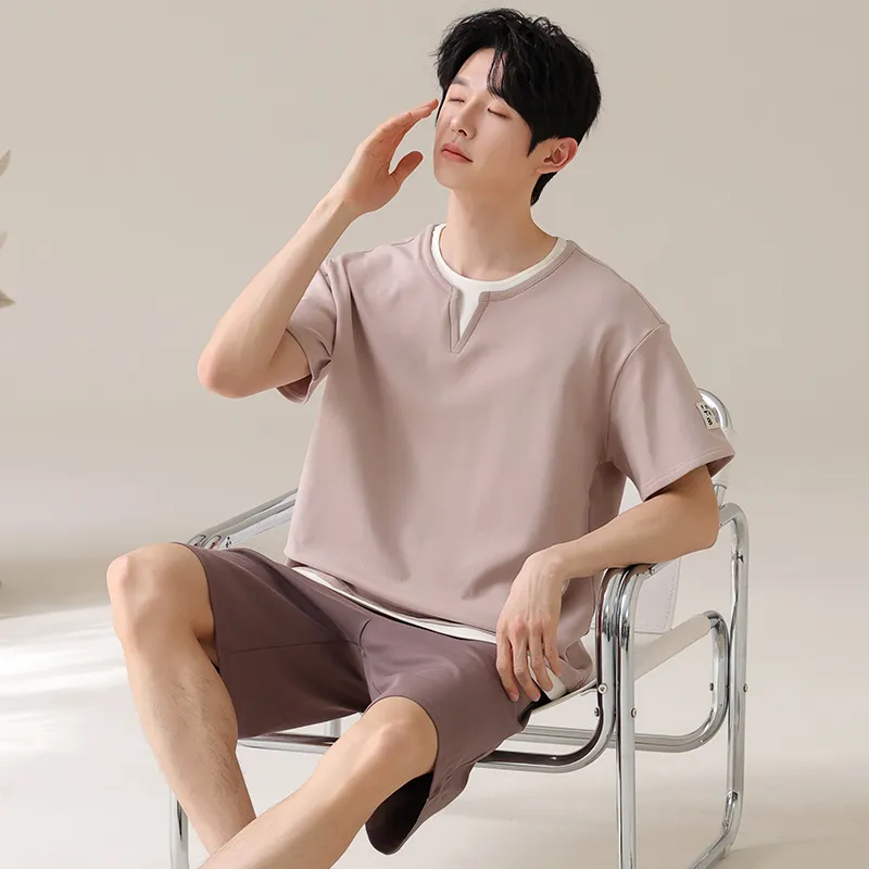 XIAFENYAN Pajama Set Men's Brown-4