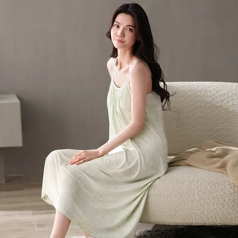 XIAFENYAN Nightgown Women's Green-2