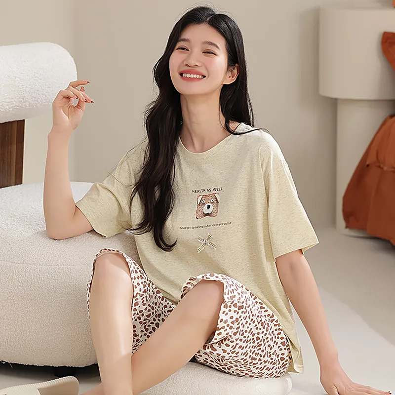 XIAFENYAN Pajama Set Women's Light Yellow-5