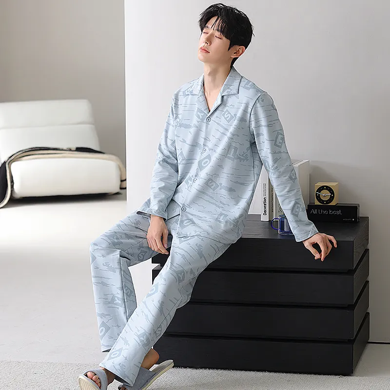 XIAFENYAN Pajama Set Men's Blue-5