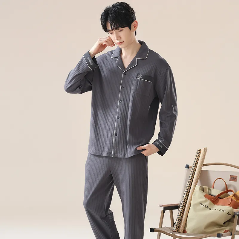 XIAFENYAN Pajama Set Men's Gray-6