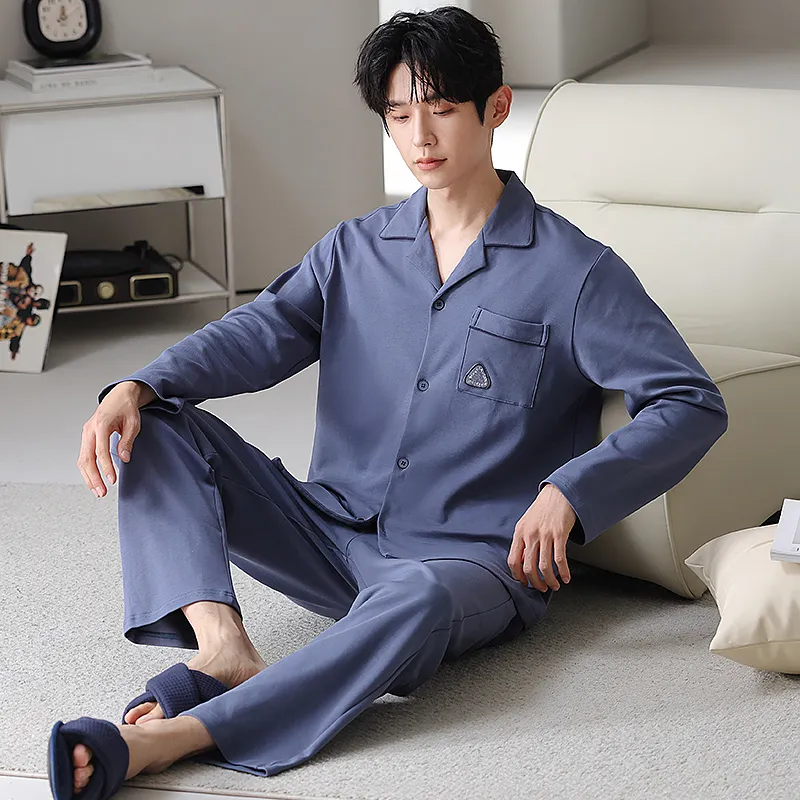 XIAFENYAN Pajama Set Men's Blue-4