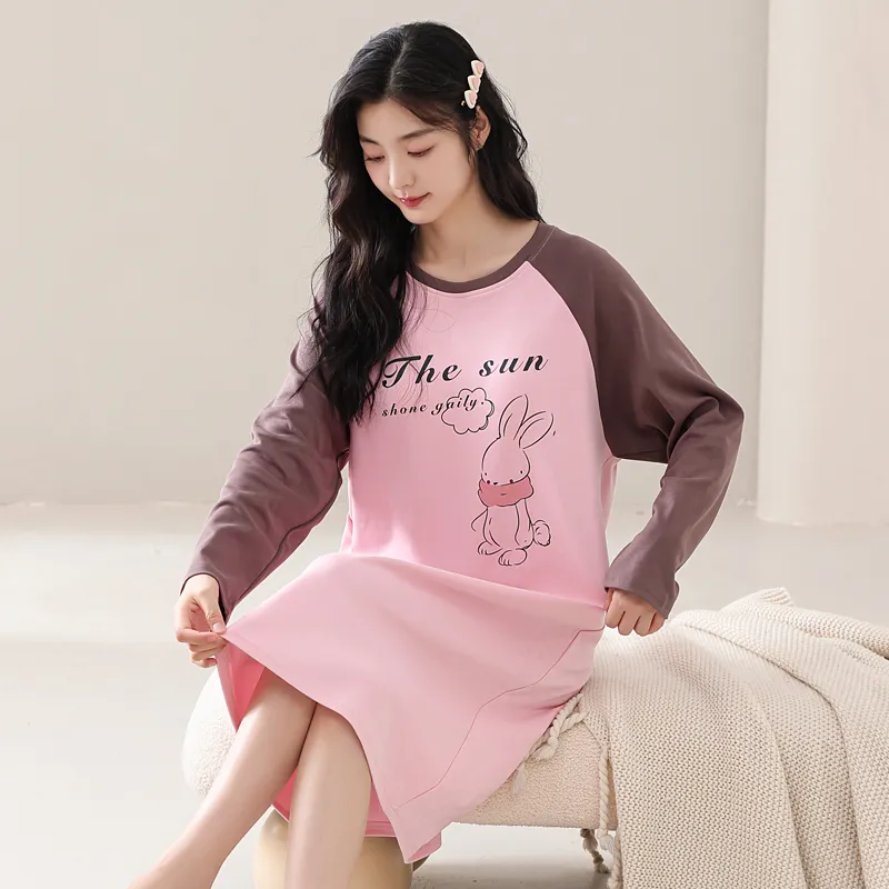 XIAFENYAN Nightgown Women's Pink-5