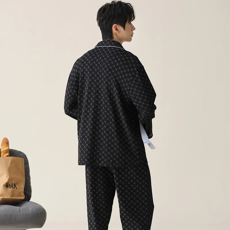 XIAFENYAN Pajama Set Men's Gift Box Set Black-7