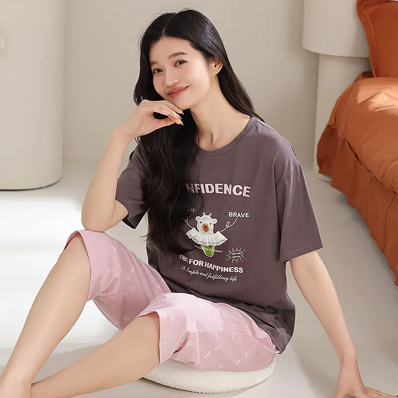 XIAFENYAN Pajama Set Women's Brown-5