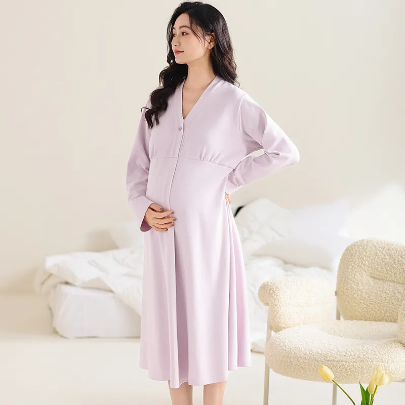 XIAFENYAN Nightgown Women's Purple-5