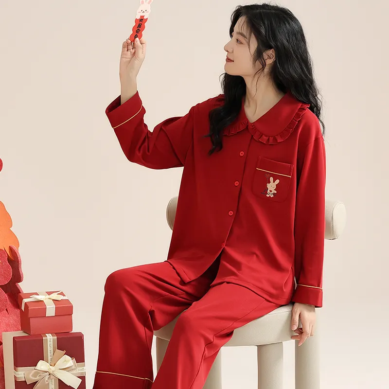 XIAFENYAN Pajama Set Women's Red-3
