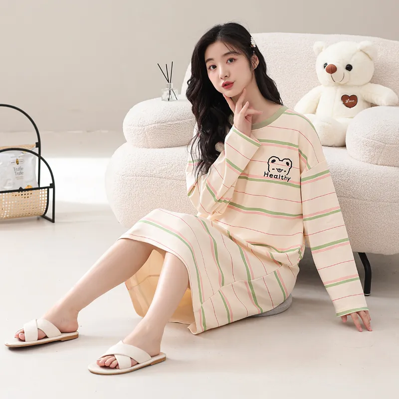 XIAFENYAN Nightgown Women's Apricot-3