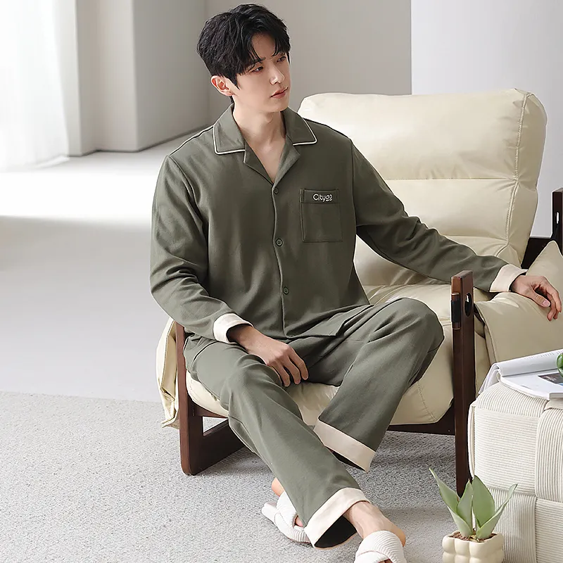 XIAFENYAN Pajama Set Men's Green-3
