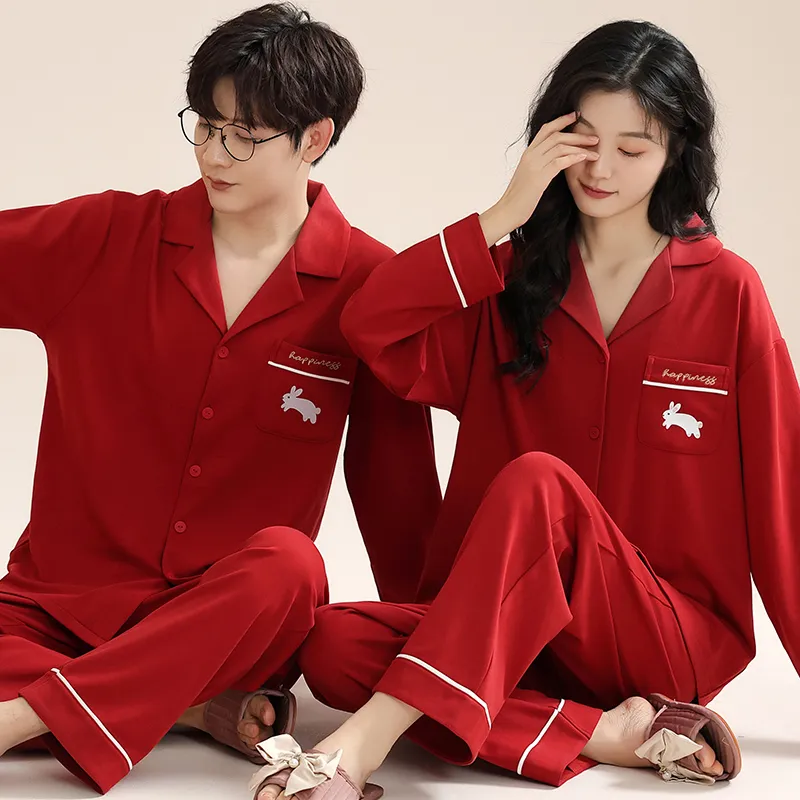 XIAFENYAN Pajama Set Unisex Red-5