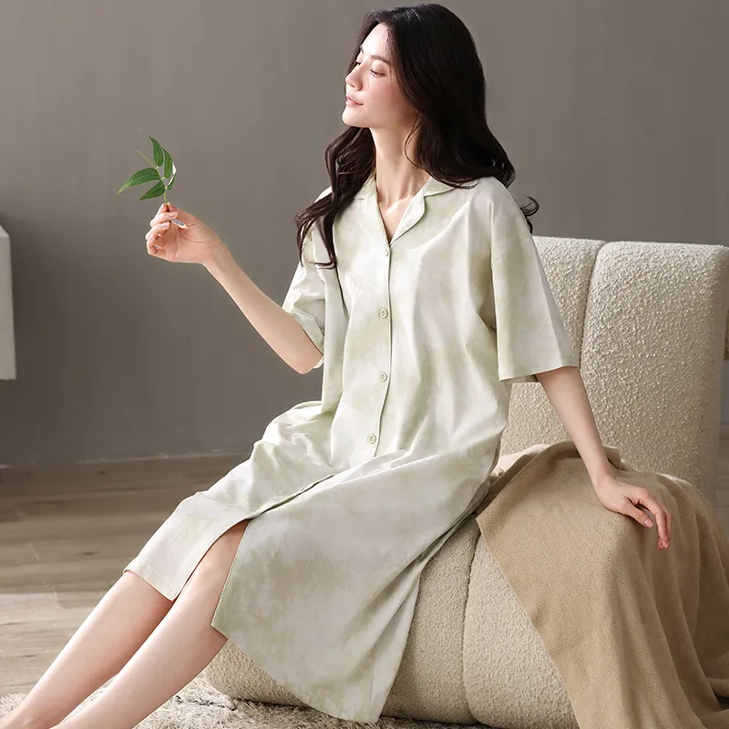 XIAFENYAN Nightgown Women's Light Green-2