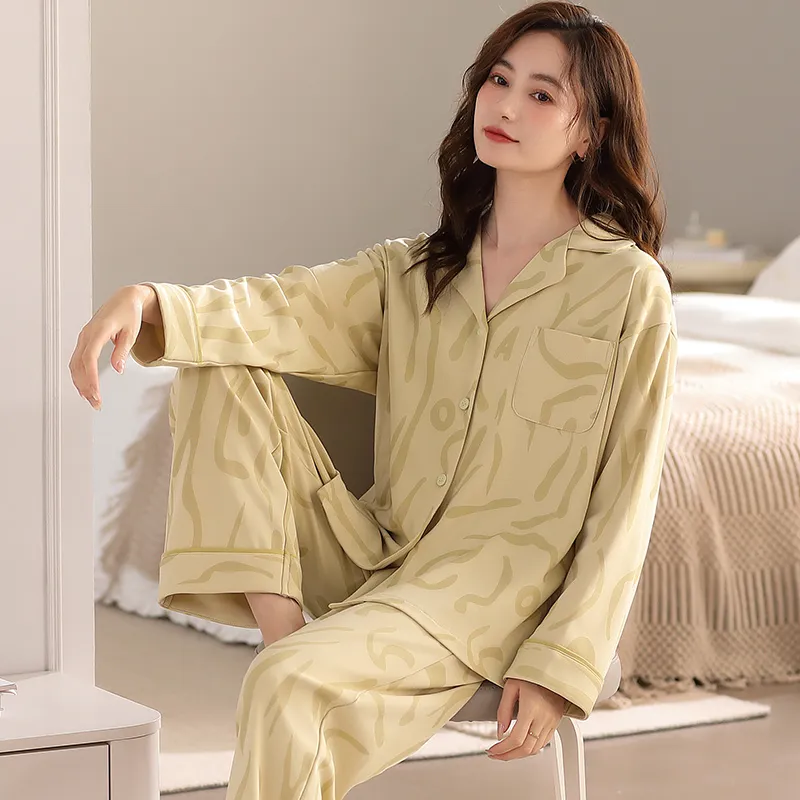 XIAFENYAN Pajama Set Women's Apricot-5