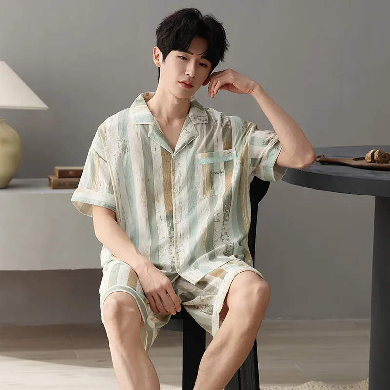 XIAFENYAN Pajama Set Men's Bamboo Green-2