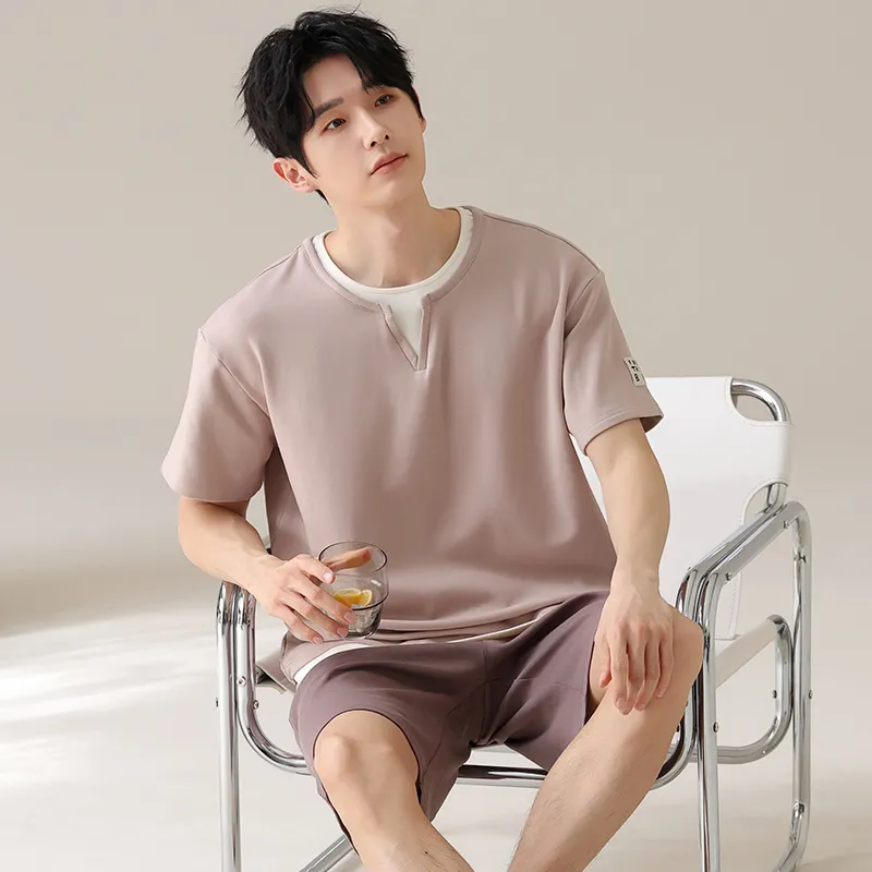 XIAFENYAN Pajama Set Men's Brown-3