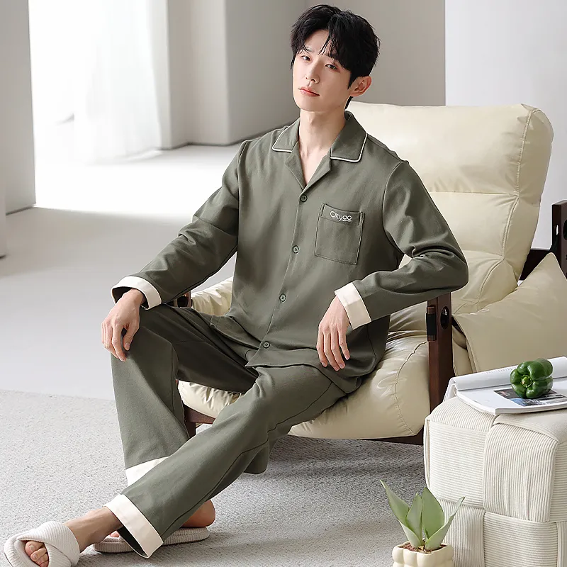 XIAFENYAN Pajama Set Men's Green-5