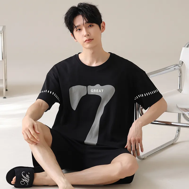 XIAFENYAN Pajama Set Men's Black-6