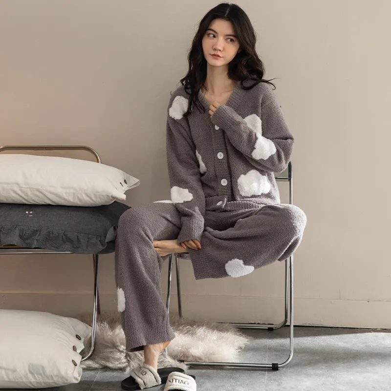 XIAFENYAN Pajama Set Women's Gray-5