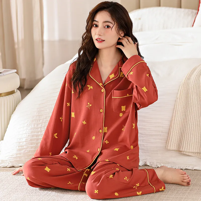 XIAFENYAN Pajama Set Women's Orange Red-4