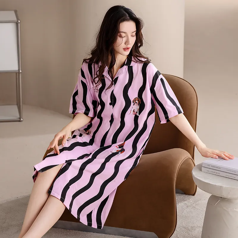 XIAFENYAN Nightgown Women's Pink-2