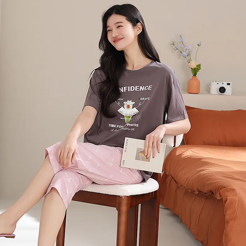 XIAFENYAN Pajama Set Women's Brown-4