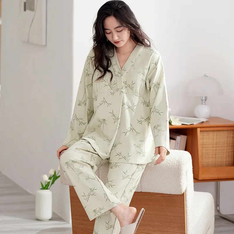 XIAFENYAN Pajama Set Women's Green-4