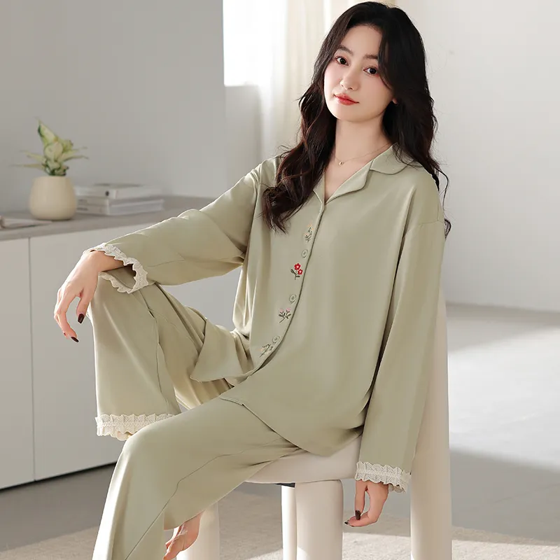 XIAFENYAN Pajama Set Women's Green-2