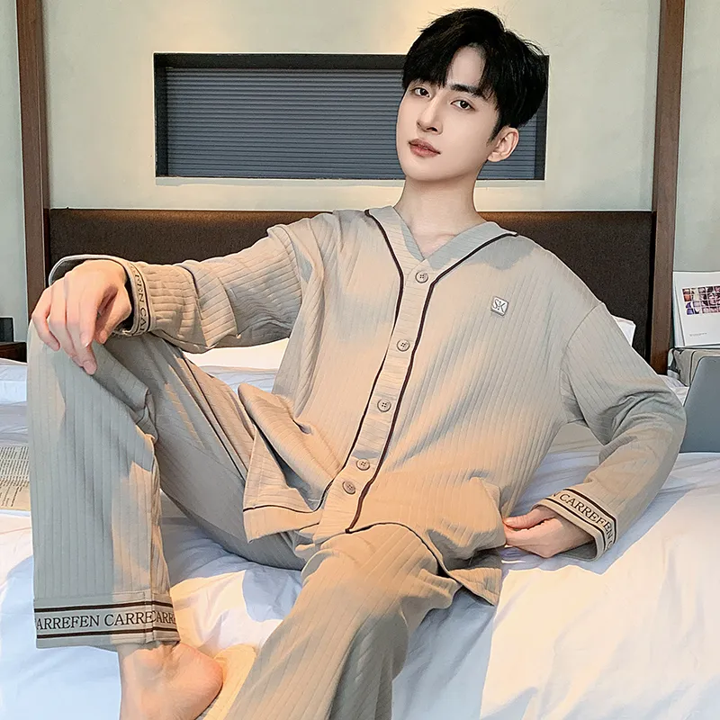 XIAFENYAN Pajama Set Men's Khaki-3