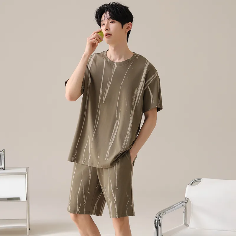 XIAFENYAN Pajama Set Men's Brown-1