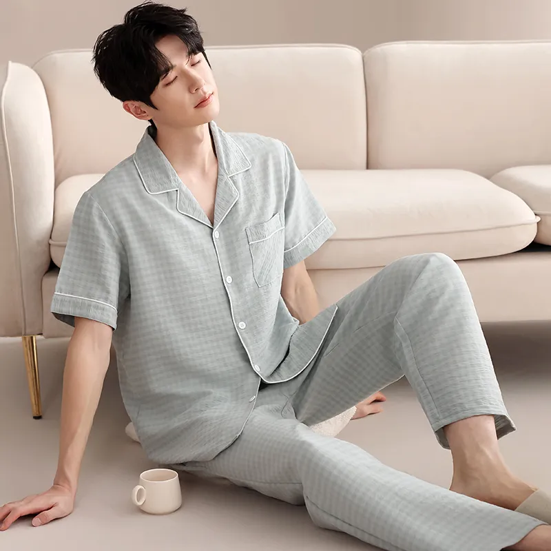 XIAFENYAN Pajama Set Men's Lake Green-5