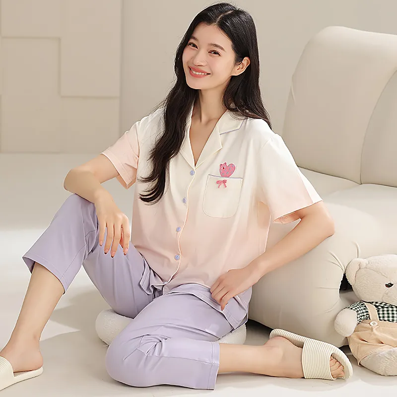 XIAFENYAN Pajama Set Women's Gradient Purple-4