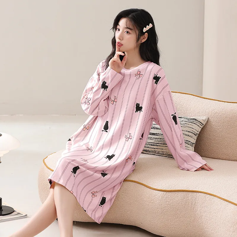 XIAFENYAN Nightgown Women's Pink-6
