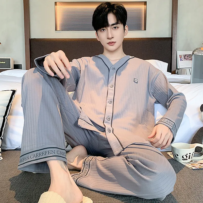 XIAFENYAN Pajama Set Men's Gray-4
