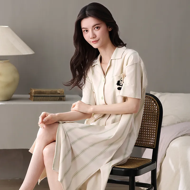 XIAFENYAN Nightgown Women's Apricot-1